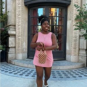 Lisa Says Gah Pink Checkered Mini Skort